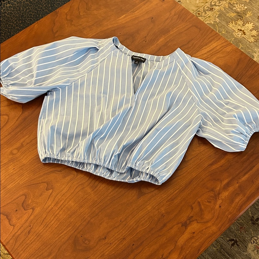 Kenneth Cole Blue Striped Women's Top size Medium